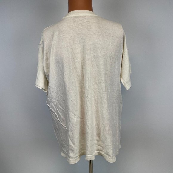 Anna Klein Watch Logo Single Stitch T Shirt Vintage 90s White Made USA Size L - Picture 4 of 5